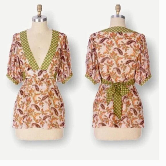 Anthropologie Fei Floral Print Silk Blouse Size 4 - Picture 1 of 5